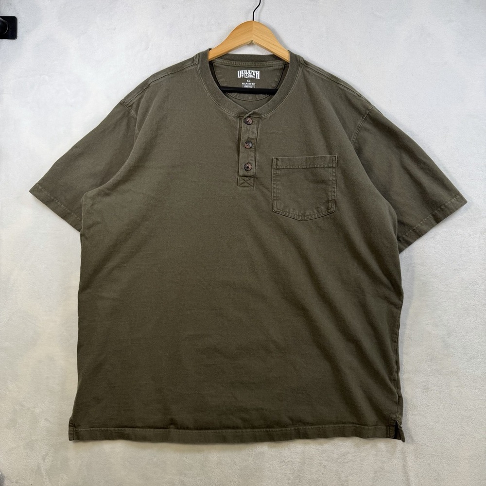 Duluth Trading Co. Men's Longtail T Long Sleeve Canvas Shirt Size XL Olive Green